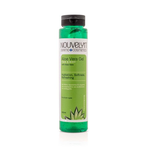 Καταπραϋντικό τζελ Nouvelyn Aloe Vera Gel για το πρόσωπο και το σώμα για ενυδάτώση μετά την έκθεση στον ήλιο.