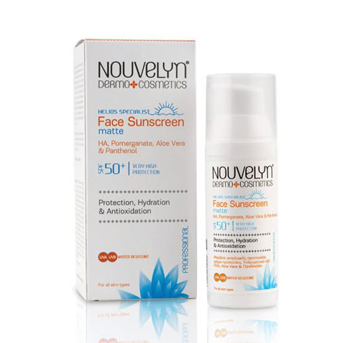 Αντηλιακή κρέμα προσώπου NOUVELYN CREAM με 50 SPF καθημερινής χρήσης.